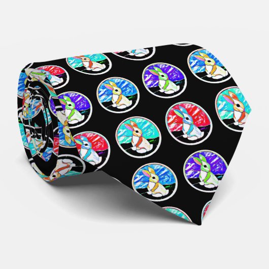 Glas in lood paasbunny stropdas (Opgerold)