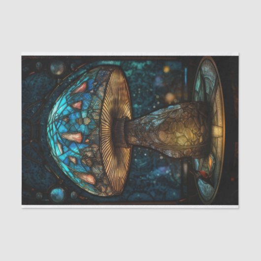 Glas in lood paddenstoel tissuepapier (Voorkant)