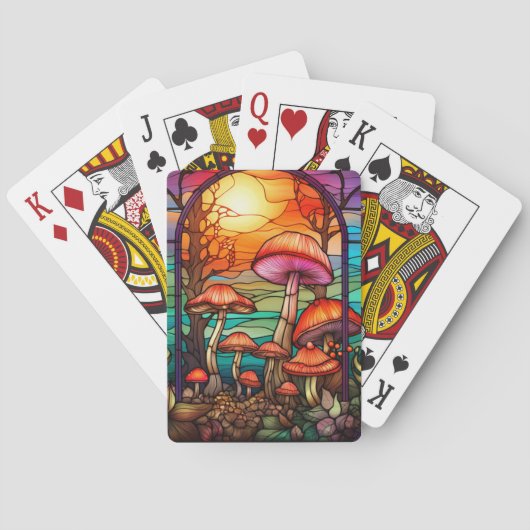 Glas in lood Paddenstoelen Toadstools Sunrise Pokerkaarten (Achterkant)