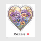 Glas in lood Pansies Hart Sticker (Vel)