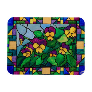 Glas in lood Pansies Magnet Magneet