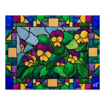 Glas in lood Pansies Poster
