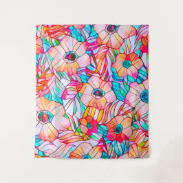 Glas in lood papaver wandkleed