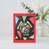 Glas in lood Patroon Xmas Ball Rood Briefkaart (Staand voorkant)