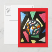 Glas in lood Patroon Xmas Ball Rood Briefkaart (Voorkant / Achterkant)