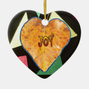 Glas in lood Pattern JOY Leaf Heart Ornament
