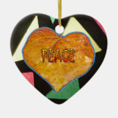 Glas in lood Pattern PEACE Leaf Heart Ornament (Voorkant)