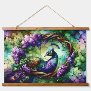 Glas-in-lood Pauw Bloemstuk Kunst Hangend Wandkleed