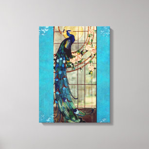 Glas in lood Peacock Canvas Afdruk