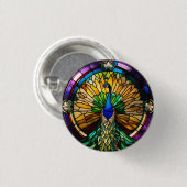 Glas in lood Peacock Ronde Button 3,2 Cm (Voorkant /achterkant)