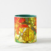 Glas in lood poinsettia bloem bloem mok (Midden)