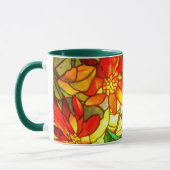 Glas in lood poinsettia bloem bloem mok (Links)