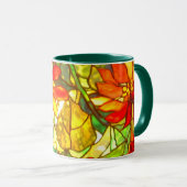 Glas in lood poinsettia bloem bloem mok (Voorkant rechts)