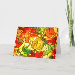 Glas in lood poinsettia bloem vintage bloem kaart