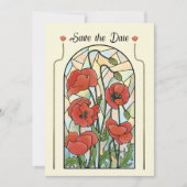 Glas in lood Poppies Bewaar de Datum Kaart (Voorkant)