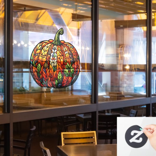Glas in lood Pumpkin Window Cling Raamsticker (Restaurant Raam)