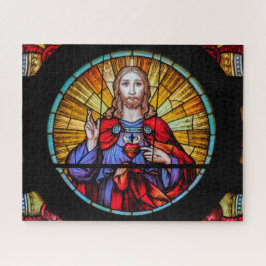 Glas in lood raam van Jezus Legpuzzel