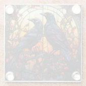 Glas in lood Ravens Glazen Onderzetter (Achterkant)
