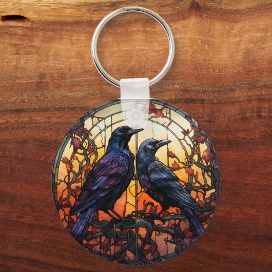Glas in lood Ravens Sleutelhanger (Achterkant)