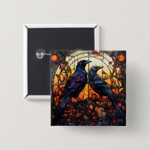 Glas in lood Ravens Vierkante Button 5,1 Cm
