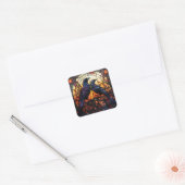 Glas in lood Ravens Vierkante Sticker (Envelop)