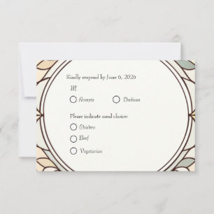 Glas-in-lood-reactiekaart met maaltijdkeuze RSVP kaartje