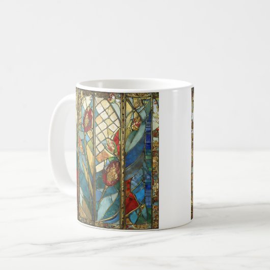 Glas in lood Red Chief Poppies bij zonsopgang Koffiemok (Voorkant links)