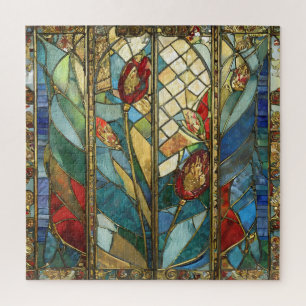 Glas in lood Red Chief Poppies bij zonsopgang Legpuzzel