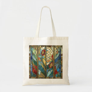 Glas in lood Red Chief Poppies bij zonsopgang Tote Bag