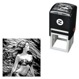 Glas in lood regenboog zeemeermin zelfinktende stempel