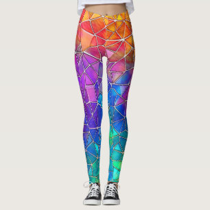 Glas in lood regenboogpatroon leggings