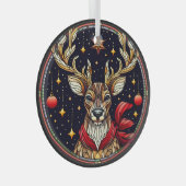 Glas in lood rendieren, sterren en Ornamenten (Voorkant Rechts)