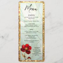 Glas-in-lood rode bloem met gouden accenten menu