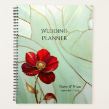 Glas-in-lood Rode Bloem Planner