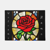 Glas in lood roos deurmat (Voorkant)