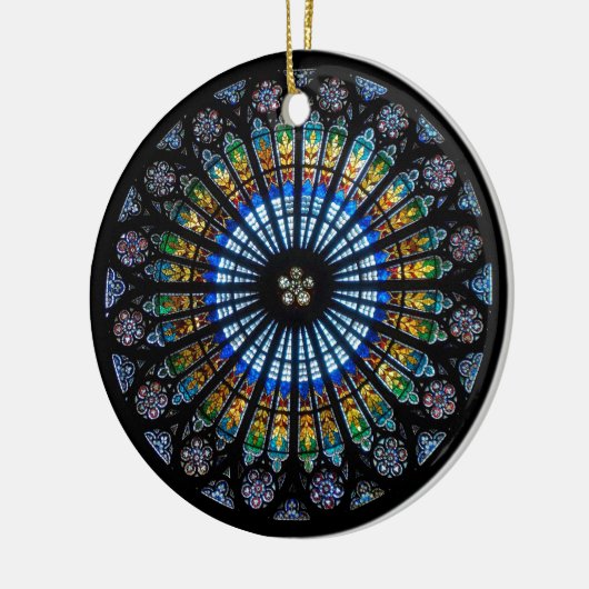 Glas in lood roos in Straatsburg Keramisch Ornament (Links)