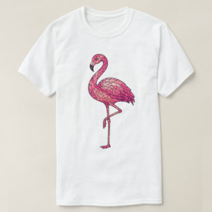 Glas-in-lood Roze Flamingo Nep Mozaïek T-shirt