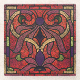 Glas in lood Scroll Design voor Crimson en Gold Glazen Onderzetter