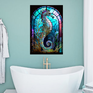 Glas in lood Seahorse Poster