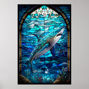 Glas in lood Shark Poster