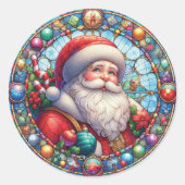 Glas in lood Sinterklaas Ronde Sticker (Voorkant)