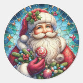 Glas in lood Sinterklaas Ronde Sticker (Voorkant)