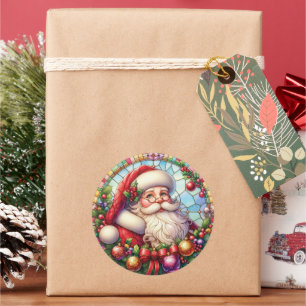 Glas in lood Sinterklaas Ronde Sticker