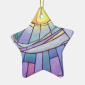 Glas in lood Sky Keramisch Ornament (Links)