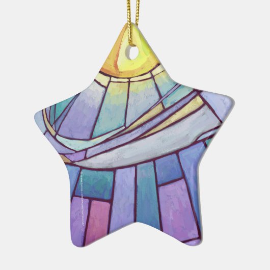 Glas in lood Sky Keramisch Ornament (Links)