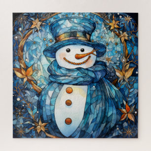 Glas in lood sneeuwman puzzel