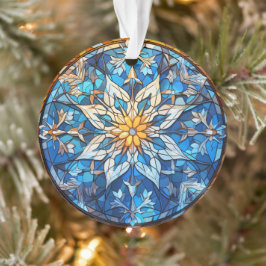 Glas in lood Sneeuwvlok Claus Kerstversiering Ornament