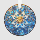 Glas in lood Sneeuwvlok Claus Kerstversiering Ornament (voorkant)