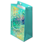 Glas in lood sneeuwvlok kleurrijk blauwgroen roze klein cadeauzakje