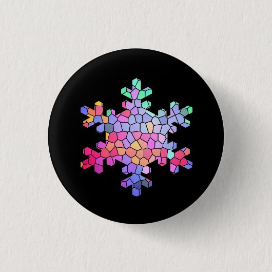 Glas in lood Snowflake Button op zwart (Voorkant)
